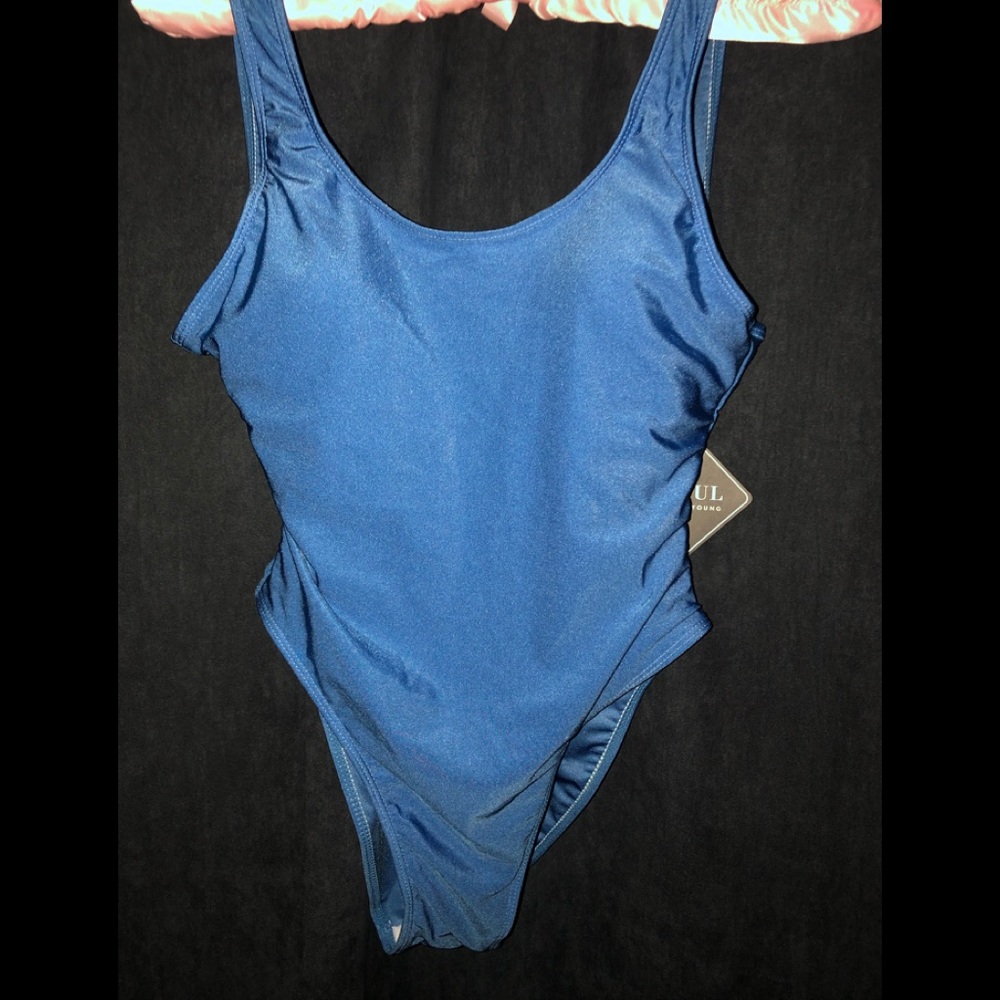 Slate  Blue Classic One Piece Bathing Suit NEW by Zaful